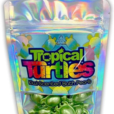 Tropische Schildkröten. 15 Badeperlen in Schildkrötenform mit Kiwi-Duft. Ideales Retro-Geschenk. Geschenk mit Schildkrötenmotiv.