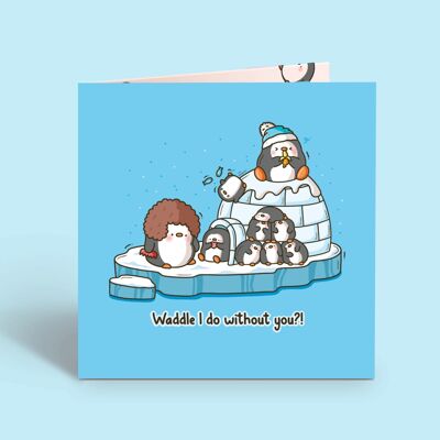 Tarjeta de pingüino | Tarjeta de amistad de amor | Tarjeta de felicitación