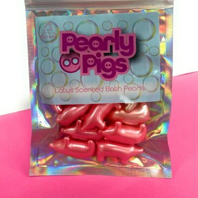 PERLAS DE BAÑO - Pearly Pigs 10 perlas de baño con aroma a loto y forma de cerdo.