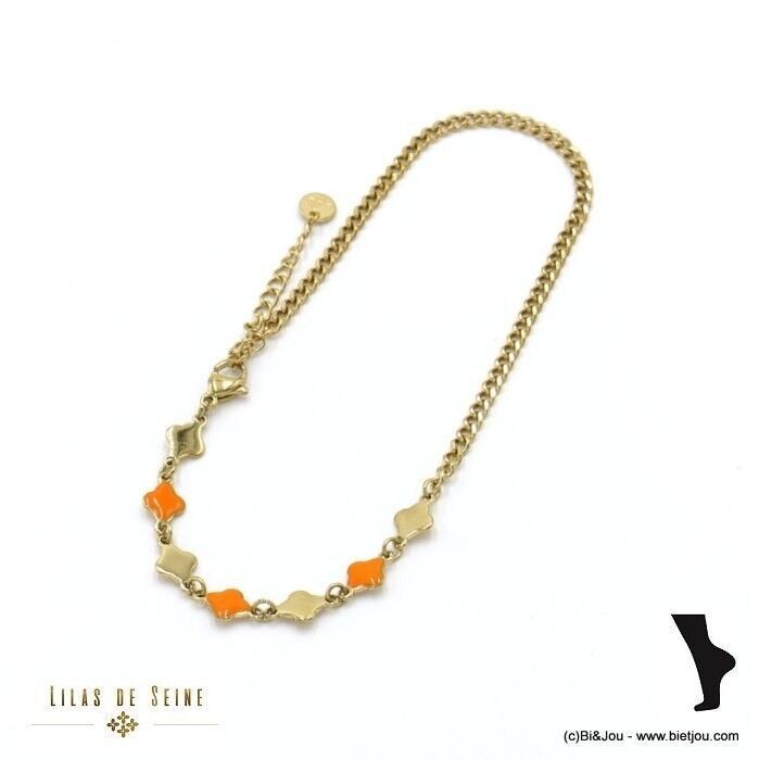 Cavigliera in acciaio inox trifoglio smaltato 0222070