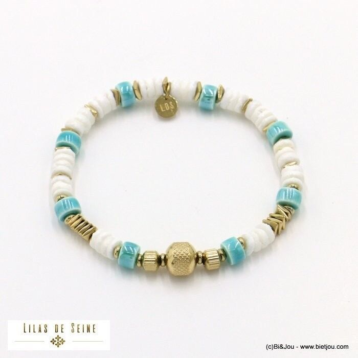 【TommassiniJewelry】Pearls & Gold Elastic Beadsアンクレット Lincoln Presidential China Inspired Amethyst and Pearl