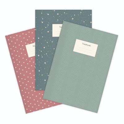 Set of 3 Notebooks Dots & Chevrons A5