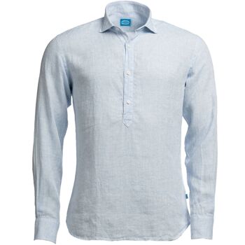 Chemise popover en lin MAMANUCA bleu clair 1