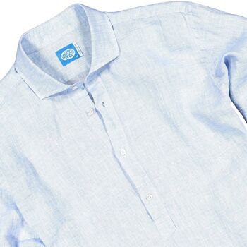 Chemise popover en lin MAMANUCA bleu clair 2