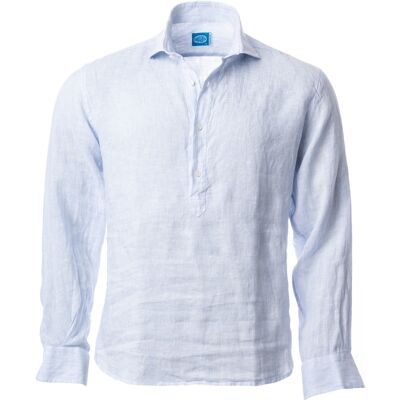 Linen Striped Popover Shirt SAMUI light blue