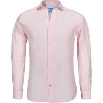 Chemise rayée en lin PHUKET rose