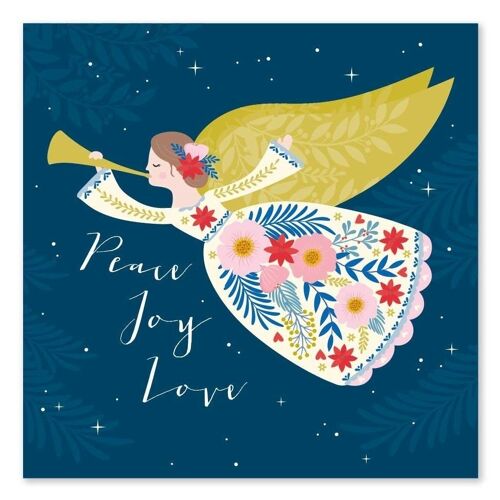 Peace, Joy, Love Angel Christmas Card
