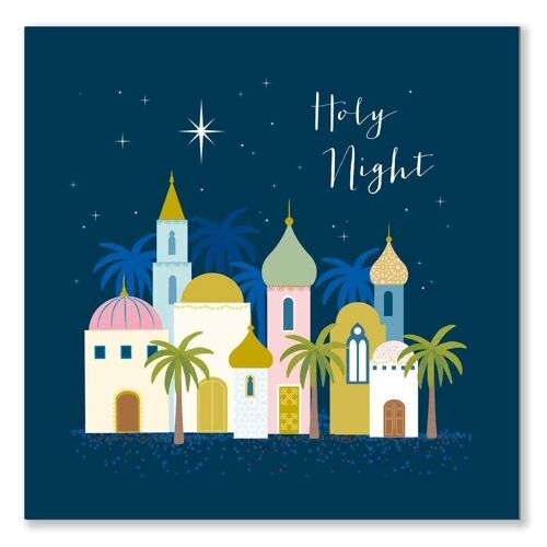 Holy Night Town Christmas Card