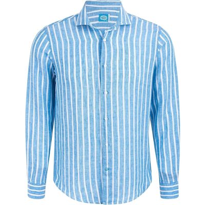 Linen Stripes Shirt AMALFI blue