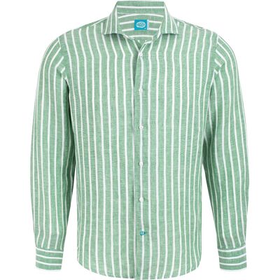 Camicia Lino Righe AMALFI verde
