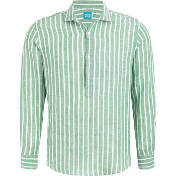 Chemise Popover Rayures Lin SICILIA vert 1