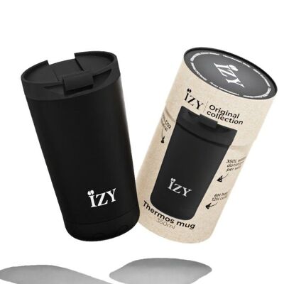 Cadeau de Noël - Mug à café IZY Noir - 350ML & tasse / café / thé / thermos / isolation / tasse à café / Bouteille sous vide