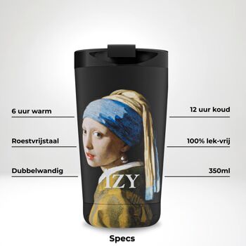 Tasse à café IZY Girl avec Perle - 350ML & tasse / café / thé / thermos / isolation / tasse à café / Fiole isotherme 3