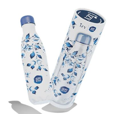 Botella de agua IZY x Delft Blue - Flores 500ML y botella para beber / termo / termo / botella / botella aislante / agua / botella de vacío