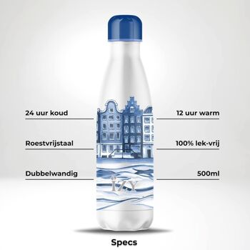 Cadeau de Noël - Bouteille Thermos IZY x Delft Bleu - Canal House 500ML & Gourde / bouteille d'eau / thermos / bouteille / bouteille isotherme / eau / Bouteille sous vide 2