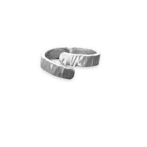 Adjustable Sterling Silver Bark Ring