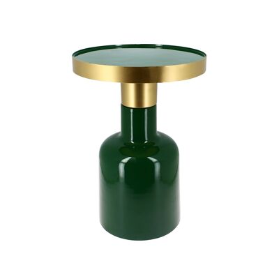 TAVOLINO ROTONDO IN METALLO SMALTATO VERDE E ORO 36X36X51CM PAMONA