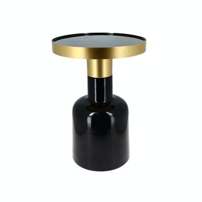 ROUND COFFEE TABLE IN BLACK AND GOLD ENAMELLED METAL 36X36X51CM PAMONA