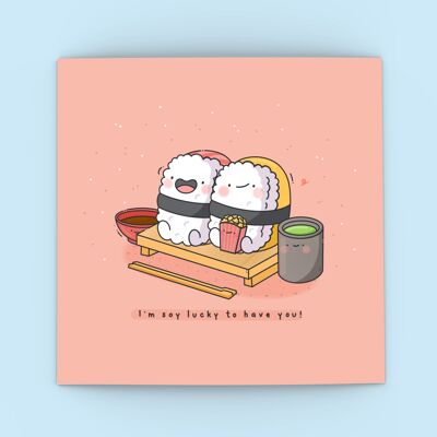 Carte mignonne de sushi | Cartes de vœux mignonnes