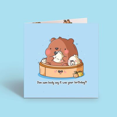 Tarjeta del oso de Dim Sum | Tarjeta de cumpleaños | Tarjeta de felicitación