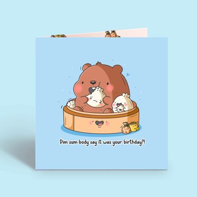 Carte d’ours Dim Sum | Carte d'anniversaire | Carte de voeux