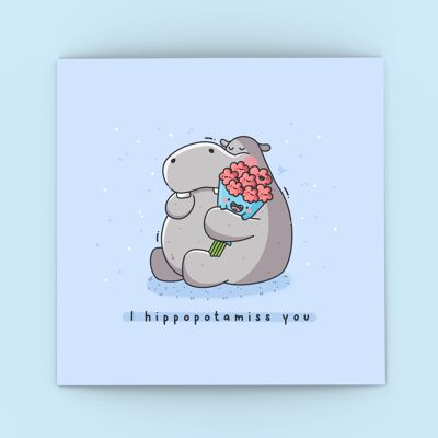 Carte d'anniversaire mignonne d'hippopotame | Hippopotame anniversaire à vous!