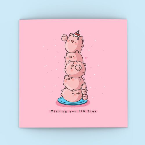 Cute Pig Stack card | Missing You Pig Time