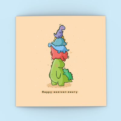 Tarjeta linda del aniversario del dinosaurio | Lindas tarjetas de felicitación
