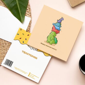 Carte mignonne d'anniversaire de dinosaure | Cartes de vœux mignonnes 6