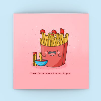 Carte mignonne de frites | Cartes de vœux mignonnes