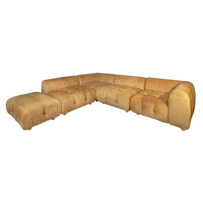 ECKSOFA 5 MODULE TERRAKOTTA IN SAMTSCHEIBE 300X265X67CM TWIGGY