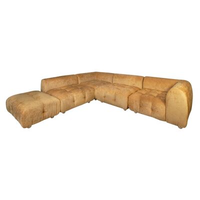 CANAPE D ANGLE 5 MODULES TERRACOTTA EN VELOURS PANE 300X265X67CM TWIGGY