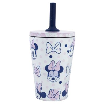 STOR BICCHIERE THERMOS IN ACCIAIO INOX CON CANNUCCIA IN SILICONE 360 ML MINNIE MOUSE FACCE FANTASTICHE