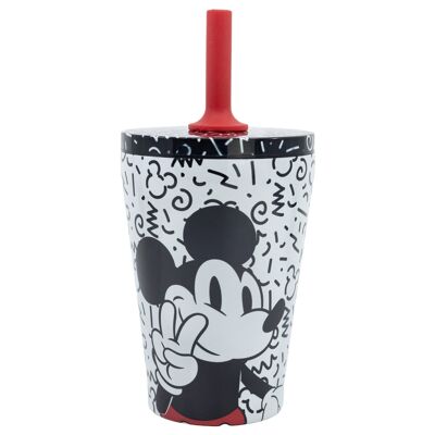 STOR STAINLESS STEEL THERMOS GLASS WITH SILICONE STRAW 360 ML MICKEY VIBES