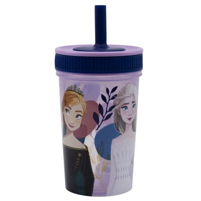 STOR GLASS WITH SILICONE STRAW 465 ML FROZEN TRUST THE JOURNEY