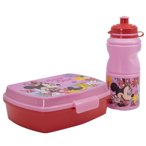 STOR SET VUELTA AL COLE EN CAJA REGALO (BOTELLA SPORT EASY HOLD 380 ML Y SANDWICHERA RECTANGULAR) MINNIE MOUSE SPRING LOOK