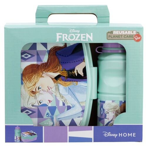 STOR SET VUELTA AL COLE EN CAJA REGALO (BOTELLA SPORT EASY HOLD 380 ML Y SANDWICHERA RECTANGULAR) FROZEN ICE MAGIC