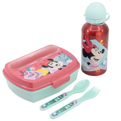 SET STOR URBAN BACK TO SCHOOL 4 PZ (BOTTIGLIA IN ALLUMINIO 400 ML E SCATOLA PORTA PANINI CON POSATE) MINNIE MOUSE BEING MORE MINNIE