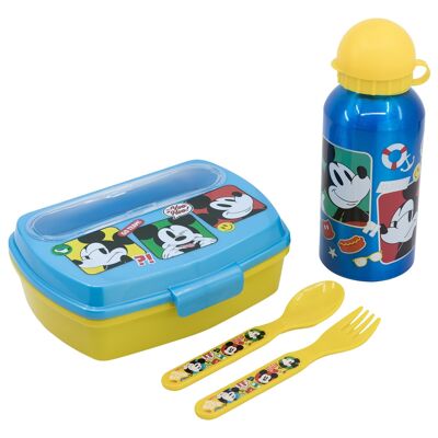 STOR SET URBAN BACK TO SCHOOL 4 PZ (BOTTIGLIA ALLUMINIO 400 ML E SCATOLA PANINI CON POSATE) TOPOLINO FUN-TASTIC