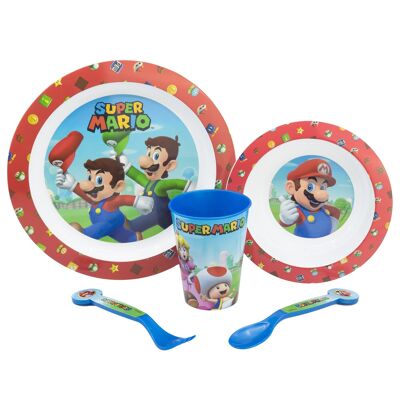 STOR SET MICRO 5 PCS (PLATE, BOWL, GLASS 260 ML AND CUTLERY) SUPER MARIO