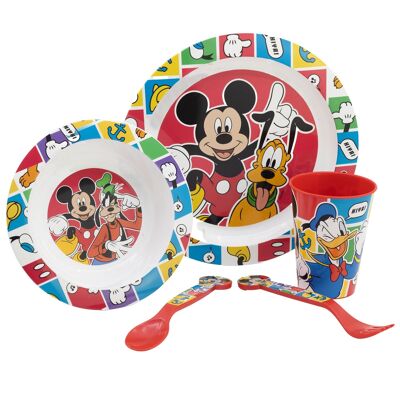 STOR SET MICRO 5 PCS (ASSIETTE, BOL, VERRE 260 ML ET COUVERTS) MICKEY MOUSE MIEUX ENSEMBLE