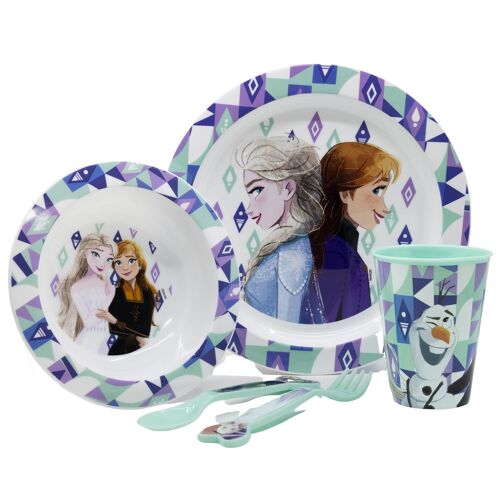 STOR SET MICRO 5 PCS (PLATO, CUENCO, VASO 260 ML Y CUBIERTOS) FROZEN ICE MAGIC