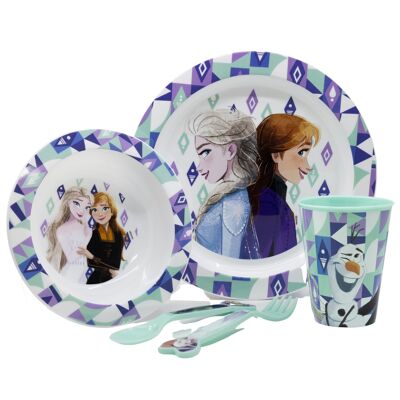 STOR SET MICRO 5 PCS (PLATE, BOWL, GLASS 260 ML AND CUTLERY) FROZEN ICE MAGIC
