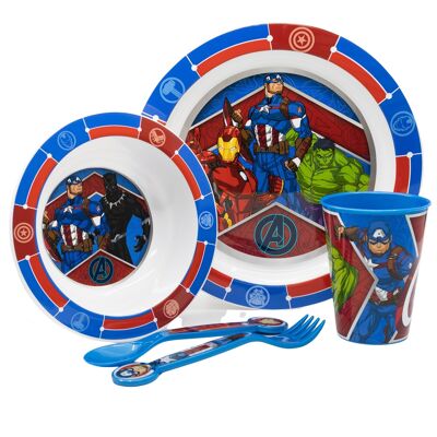 STOR SET MICRO 5 PCS (PLATO, CUENCO, VASO 260 ML Y CUBIERTOS) AVENGERS HERALDIC ARMY