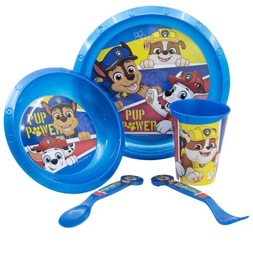Stor 5 Pieces Kids Micro Set Dinnerware, Microwave Safe, BPA Free, Includes  Plate, Cup, Bowl & Cutlery, Paw Patrol Pup Power Design