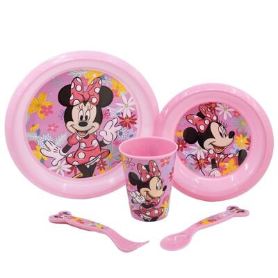 LAGERSET EASY 5-TLG (TELLER, SCHÜSSEL, GLAS 260 ML UND BESTECK) FÜR DEN FALL MINNIE MAUS FRÜHLINGS-OPTIK