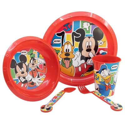 STOR SET EASY 5 PCS (PLATE, BOWL, GLASS 260 ML AND CUTLERY) IN CASE MICKEY MOUSE BETTER TOGETHER