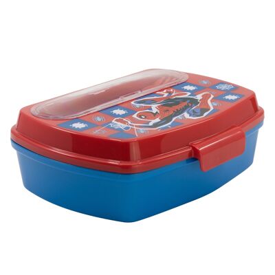 STOR RECTANGULAR SANDWICH BOX WITH CUTLERY SPIDERMAN ARACHNID GRID