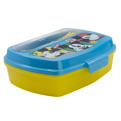 STOR RECTANGULAR SANDWICH BOX WITH CUTLERY MICKEY MOUSE FUN-TASTIC