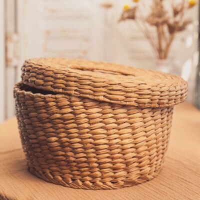 Braided basket with lid
